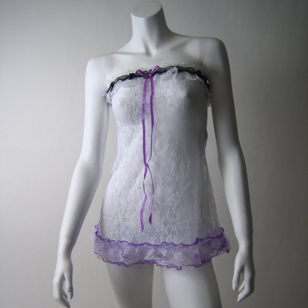 New RED SEDUCTION white lace mini dress lingerie